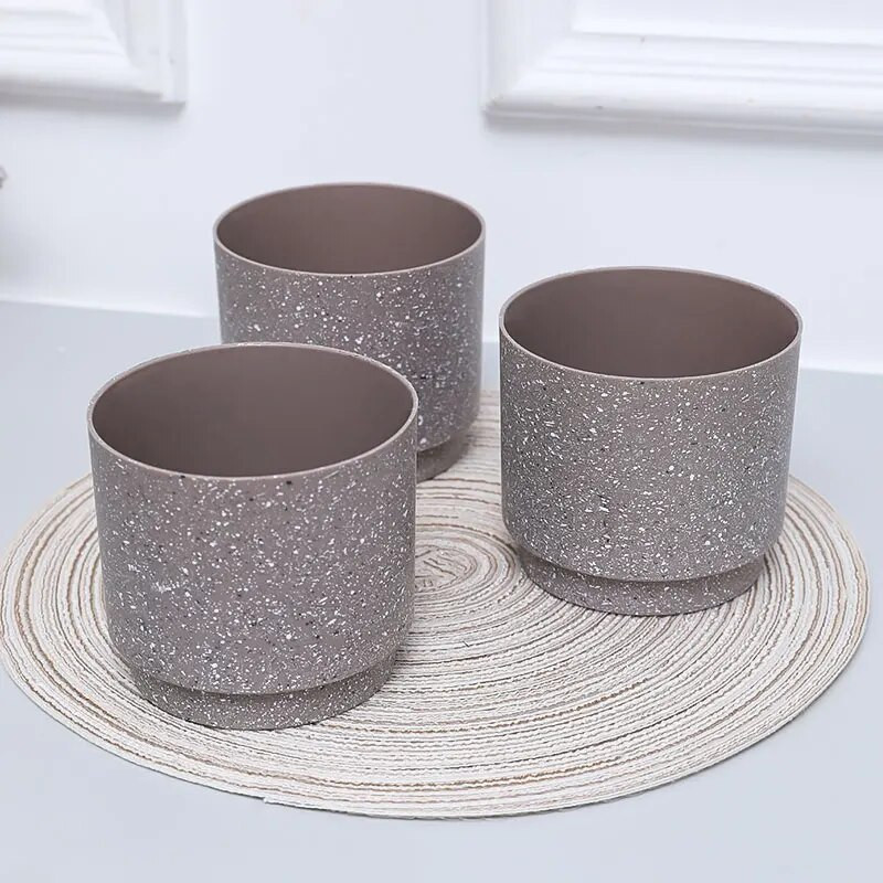 3 DB 10X9CM(H) Hengeres Egyenes edény - szürke. Fekete-fehér európai stílusú dekoráció Szállodai szoba Nappali Erkély, stb