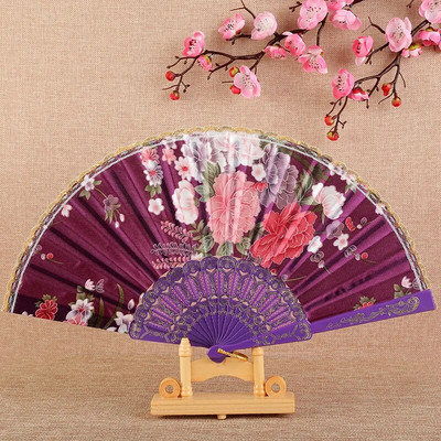 Μεταξωτό ύφασμα Gold Edge Fans Κινεζικός παραδοσιακός ανεμιστήρας χορού Κινεζικός ανεμιστήρας Προσαρμοσμένος χειροποίητος πτυσσόμενος ανεμιστήρας διακοσμητικός