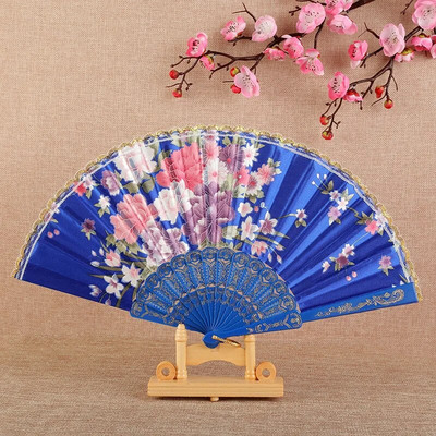 Μεταξωτό ύφασμα Gold Edge Fans Κινεζικός παραδοσιακός ανεμιστήρας χορού Κινεζικός ανεμιστήρας Προσαρμοσμένος χειροποίητος πτυσσόμενος ανεμιστήρας διακοσμητικός