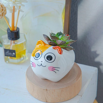 Μίνι κεραμική γλάστρα σε σχήμα γάτας Χαριτωμένο φυτό σε γλάστρα Επιτραπέζιο γραφείο σε γλάστρα με έκφραση Γάτα φυτό Γραφείο Διακοσμητικό Μικρό Στολίδι