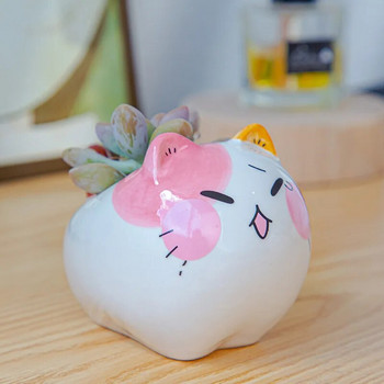 Μίνι κεραμική γλάστρα σε σχήμα γάτας Χαριτωμένο φυτό σε γλάστρα Επιτραπέζιο γραφείο σε γλάστρα με έκφραση Γάτα φυτό Γραφείο Διακοσμητικό Μικρό Στολίδι