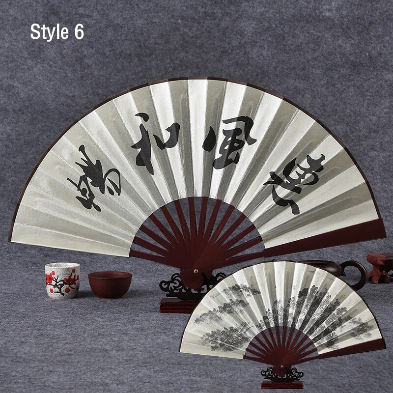 Vintage bambuszlegyező kínai stílusú összecsukható selyemszövet legyező Esküvői Táncparti Kézlegyező otthoni dekoráció