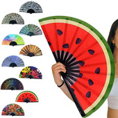 Folding Fan Floral Leopard Starry Sky Print Χορός Κομψά πάρτι χειρός Φεστιβάλ Παράσταση Μοναδικό Δώρο για Φεστιβάλ