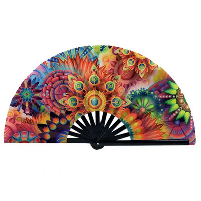 Folding Fan Floral Leopard Starry Sky Print Χορός Κομψά πάρτι χειρός Φεστιβάλ Παράσταση Μοναδικό Δώρο για Φεστιβάλ