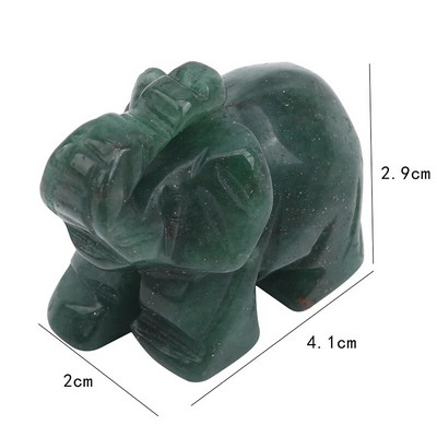 Lucky Elephant Green Aventurine Jade Ston Fortune Άγαλμα Φενγκ Σούι Στολίδι Αγαλματίδιο Τσάκρα Θεραπευτικές Πέτρες Αγάλματα Χειροτεχνίας Διακόσμηση