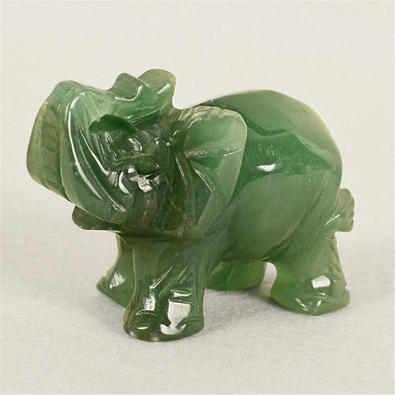 Lucky Elephant Green Aventurin Jade Ston Fortune Feng Shui szobor figura dísz csakra gyógyító kövek szobor kézműves dekoráció