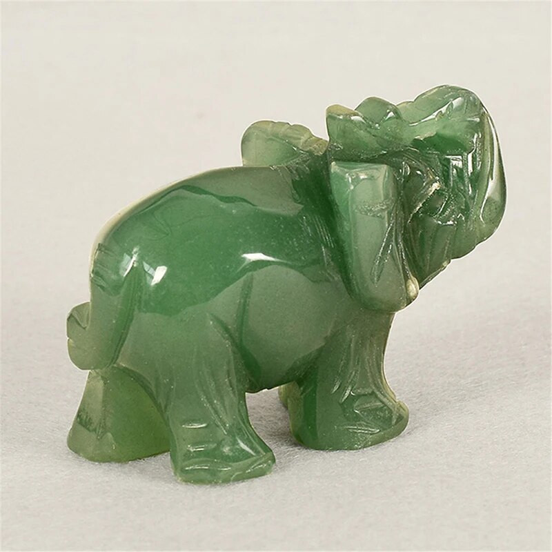 Lucky Elephant Green Aventurin Jade Ston Fortune Feng Shui szobor figura dísz csakra gyógyító kövek szobor kézműves dekoráció
