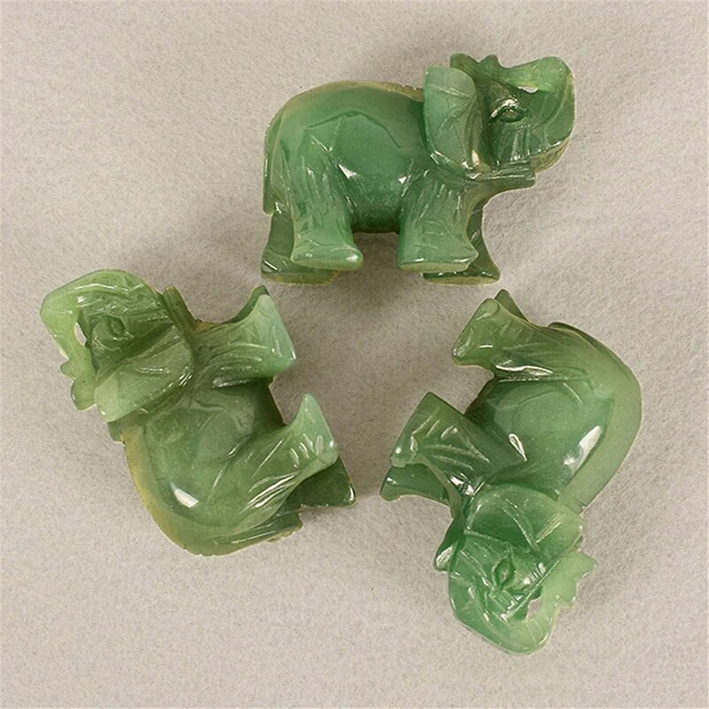 Lucky Elephant Green Aventurin Jade Ston Fortune Feng Shui szobor figura dísz csakra gyógyító kövek szobor kézműves dekoráció