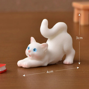 Χαριτωμένα ειδώλια Μινιατούρα κινουμένων σχεδίων Ζώο στολίδι από ρητίνη γάτας Micro Landscape Αξεσουάρ γραφείου Kawaii για διακόσμηση σπιτιού Δώρο για παιδιά