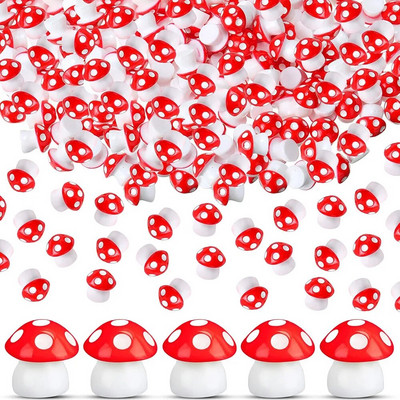 50 τμχ Tiny Resin Mushroom Mini Mushrooms Μινιατούρα ειδώλια για Micro Garden Landscape Terrarium Crafts Dollhouse Decoration