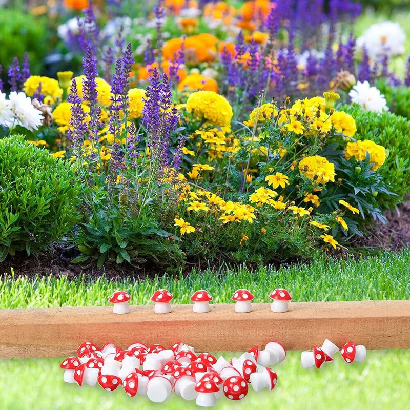 50db Apró gyanta gomba mini gomba mini figurák mikrokertekhez tájkép terrárium kézműves babaház dekoráció