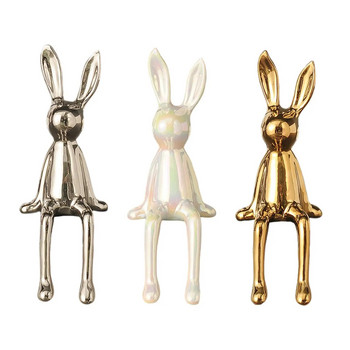 Статуи на зайци Керамични занаяти Творчески лъскави модерни скандинавски фигури на животни Декоративни орнаменти Фигури на животни Декорация на маса