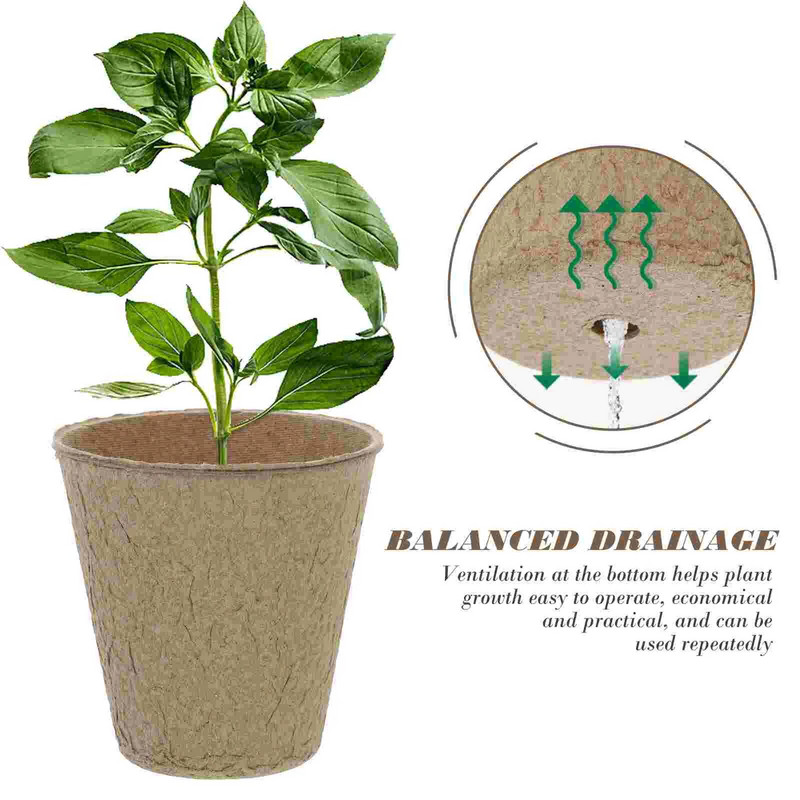 Kerek biológiailag lebomló tőzegcserepek, indítócserepek, indítócserepek zöldségekhez, gyümölcsökhöz, pozsgásokhoz - 10 db.