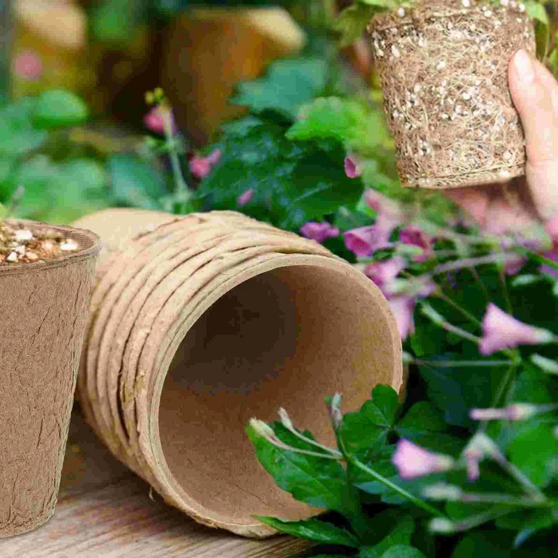 Kerek biológiailag lebomló tőzegcserepek, indítócserepek, indítócserepek zöldségekhez, gyümölcsökhöz, pozsgásokhoz - 10 db.