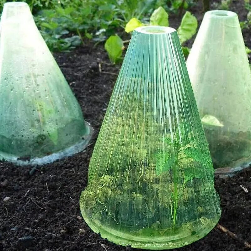 5db Növekedési doboz Ültetősátor Újrafelhasználható Négyzet Használja a növényi óra fedelét, hogy megvédje a növényeket a madárfagytól és a csigák okozta károktól zöld