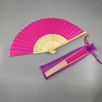 Βεντιλατέρ μονόχρωμο με τσάντα δώρου Organza Διπλωμένο Πολλαπλά χρώματα Grace Οικιακά Προϊόντα Βεντιλατέρ Γάμου 21cm Personalize Fan Μονόχρωμο