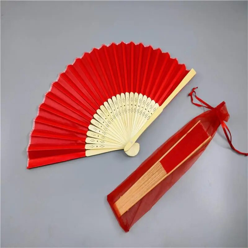 Egyszínű ventilátor organza ajándéktáskával Hajtogatás több színben Grace Háztartási termékek Esküvői ventilátor 21 cm Személyre szabott legyező egyszínű