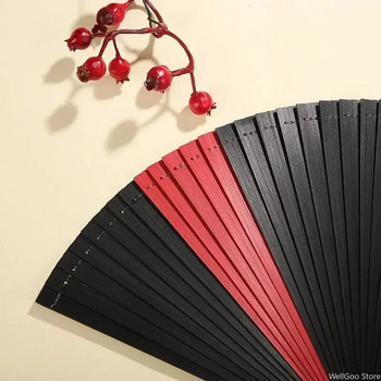 Китайски сгъваем вентилатор Едноцветен бамбуков вентилатор Класически елегантни ръчни вентилатори Изпълняват реквизит Консумативи за домашен декор Сватбен сувенир