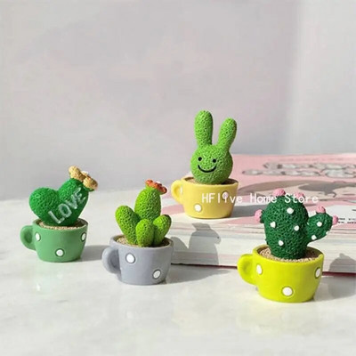 1pc/4pc Cute Mini Resin Cactus Micro Landscape Στολίδι Μικροσκοπικά είδη επίπλων Φυτά κήπου σε γλάστρες Διακόσμηση αυτοκινήτου με άγαλμα