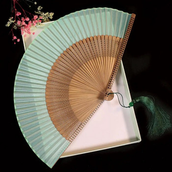 Вентилатор с бамбукова дръжка Китайски вентилатор Винтидж танцуващ ръчен вентилатор Подаръци за сватбено тържество Китайски японски танцови вентилатори Сгъваеми вентилатори абанико