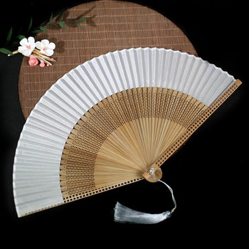 Βεντάλια με λαβή μπαμπού Κινέζοι θαυμαστές Vintage Dance Handheld Fan Δώρα Γάμου Γάμου Κινεζικοί Ιάπωνες θαυμαστές Folding Fans abanico