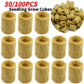 50/100 τεμ. Single Hole Grow Plug Media Plug Starter Cubes Rock Wool Plant Hydroponic Progation Transplanting Seedling Soil Block