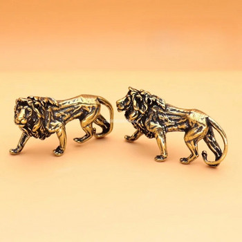 Mini Lion Casting Ειδώλιο ζώου σε ρετρό στυλ Μεταλλικό γλυπτό Διακόσμηση επιφάνειας εργασίας δωματίου γραφείου σπιτιού Συλλογή στολίδια Δώρο 3D