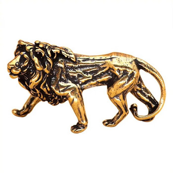 Mini Lion Casting Ειδώλιο ζώου σε ρετρό στυλ Μεταλλικό γλυπτό Διακόσμηση επιφάνειας εργασίας δωματίου γραφείου σπιτιού Συλλογή στολίδια Δώρο 3D
