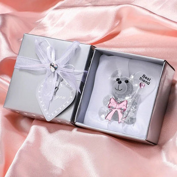 Δώρο για την Ημέρα του Αγίου Βαλεντίνου Κρυστάλλινο αρκουδάκι, γυάλινο τριαντάφυλλο, τεχνητό λουλούδι στολίδι μόδας Υπέροχη διακόσμηση σπιτιού γάμου με ζώα για φίλη