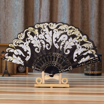 Сгъваем вентилатор в ретро стил Пластмасова фенбона Art Craft Подарък Декорация на дома Орнаменти Танцови ръчни декоративни ветрила (произволен модел) #M