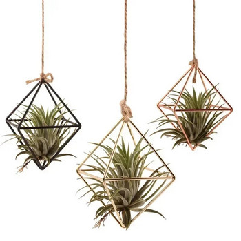 Геометрична метална скоба за цветя, градинска кошница, декорация за стена, висящо въздушно растение, държач за саксии