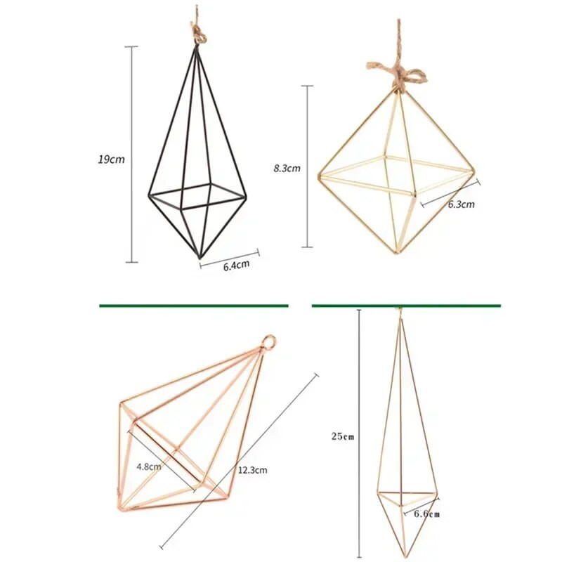 Geometrinis metalinis gėlių laikiklis, sodo krepšelis, sienų apdaila, kabantis oro augalas, vazonų lentynos laikiklis