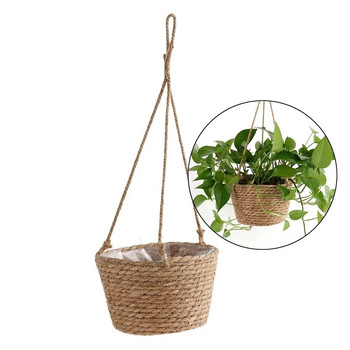 Домашен декор Градинска кошница за съхранение на растения Висяща кашпа Тъкани вътрешни външни саксии Държач Макраме Закачалки за растения