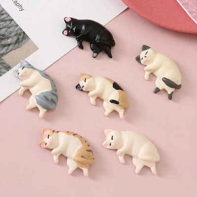 Διακοσμητικό κόσμημα 6 τμχ Cartoon Resin Cute Simulation Cat Barrett Scrapbook Craft Diy Miniature Στολίδι