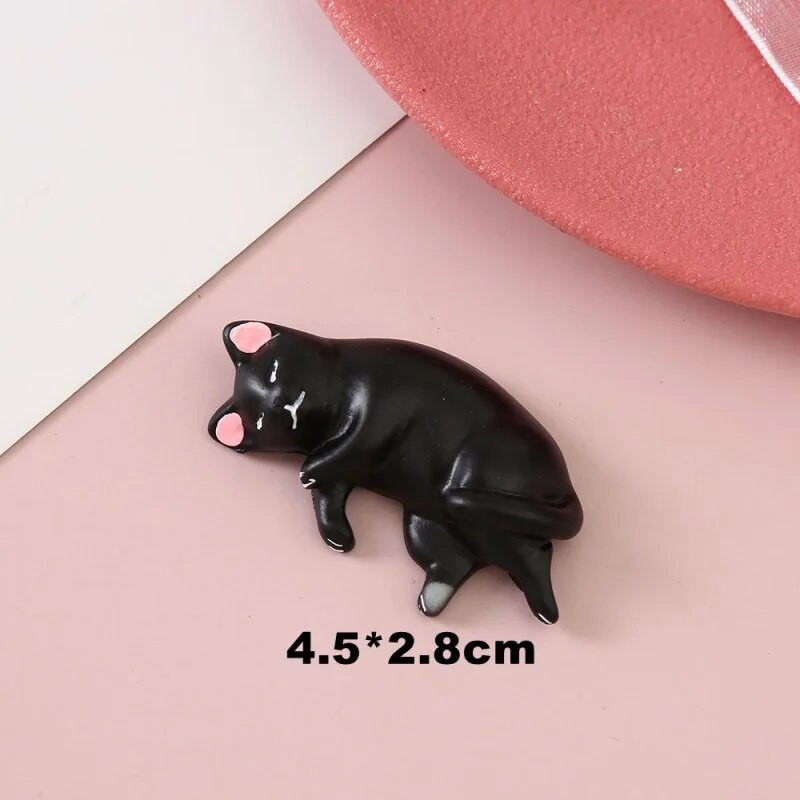 6 db Rajzfilm gyanta aranyos szimuláció macska dekoratív ékszer Barrett scrapbook kézműves barkács miniatűr dísz