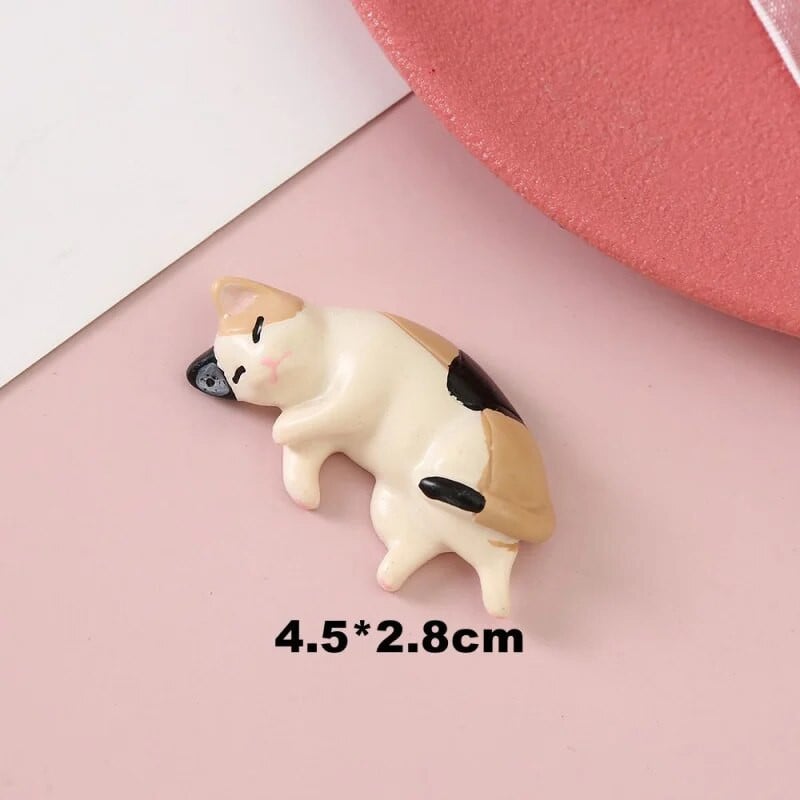 6 db Rajzfilm gyanta aranyos szimuláció macska dekoratív ékszer Barrett scrapbook kézműves barkács miniatűr dísz