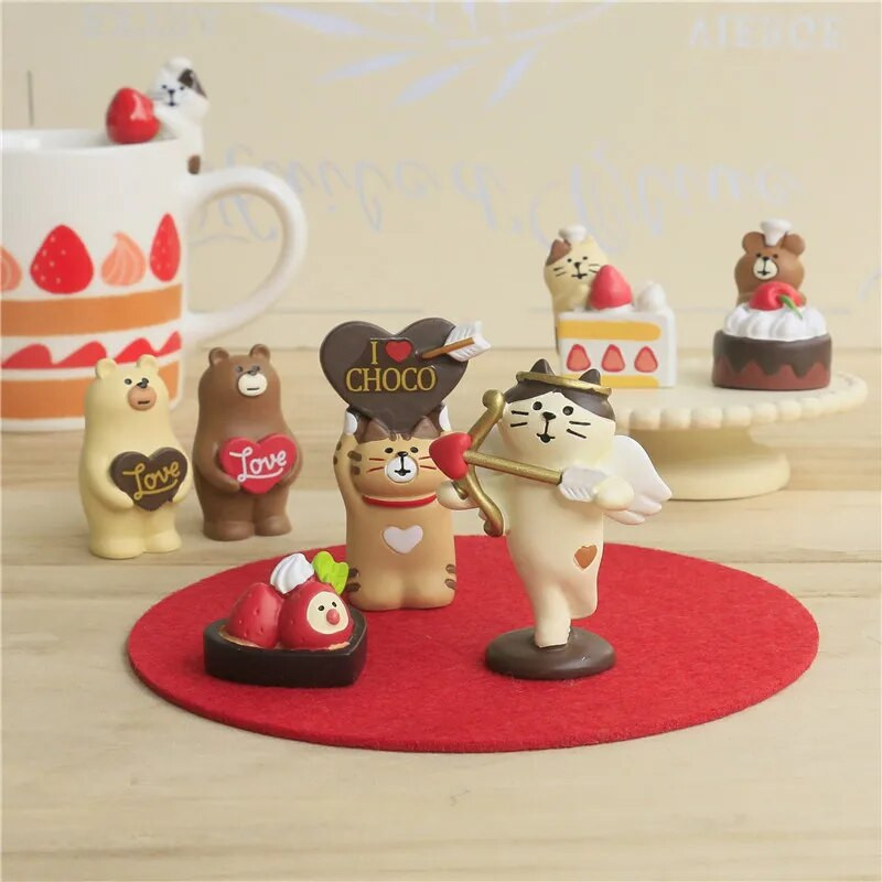 Japán Zakka Valentin-napi csokoládé stúdió mini szobor könyvespolc dekoráció gyűjthető lakberendezési műgyanta kézműves japán díszek