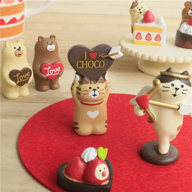 Japán Zakka Valentin-napi csokoládé stúdió mini szobor könyvespolc dekoráció gyűjthető lakberendezési műgyanta kézműves japán díszek