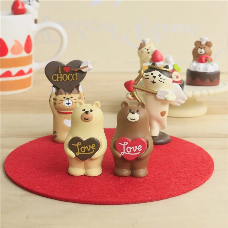 Japán Zakka Valentin-napi csokoládé stúdió mini szobor könyvespolc dekoráció gyűjthető lakberendezési műgyanta kézműves japán díszek