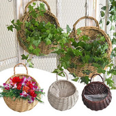 Επιτοίχιο καλάθι Rattan Χειροποίητο ψάθινο γλάστρα Κρεμαστό υφαντό βάζο καλάθια από ρατάν Cachepot Για Μπαλκόνι Κήπου Διακόσμηση σπιτιού