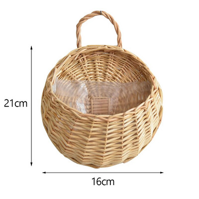 Επιτοίχιο καλάθι Rattan Χειροποίητο ψάθινο γλάστρα Κρεμαστό υφαντό βάζο καλάθια από ρατάν Cachepot Για Μπαλκόνι Κήπου Διακόσμηση σπιτιού