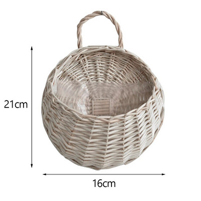 Επιτοίχιο καλάθι Rattan Χειροποίητο ψάθινο γλάστρα Κρεμαστό υφαντό βάζο καλάθια από ρατάν Cachepot Για Μπαλκόνι Κήπου Διακόσμηση σπιτιού