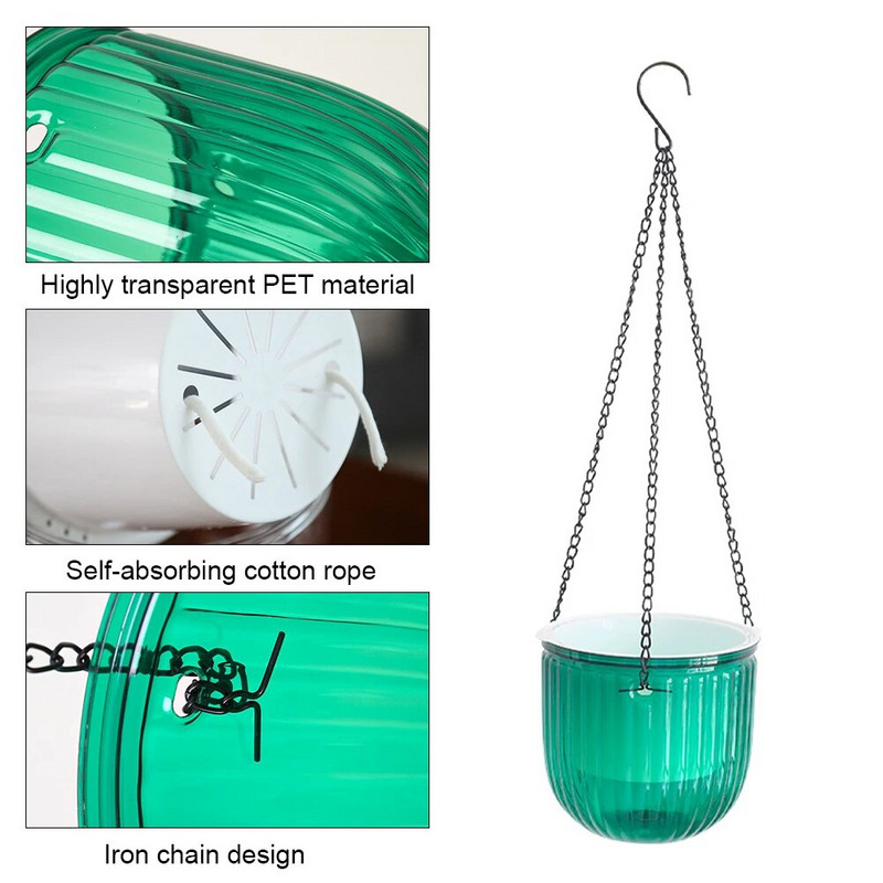 Hidroponikus talajművelés Lazy Virágcserép Függő Virágcserép Önfelszívó víz Függesztett Ültetőgép Sűrített Műanyag Ültetőgép