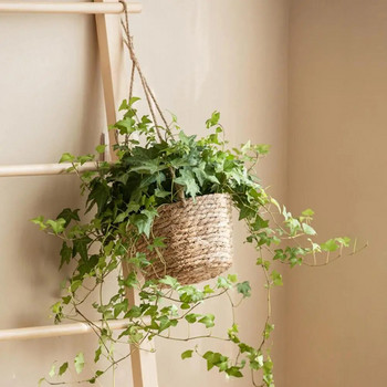 Градинска висяща кашпа Саксия за растения Ръчно изработена плетена кошница за цветя Здрава носеща вътрешна външна кашпа за домашен декор