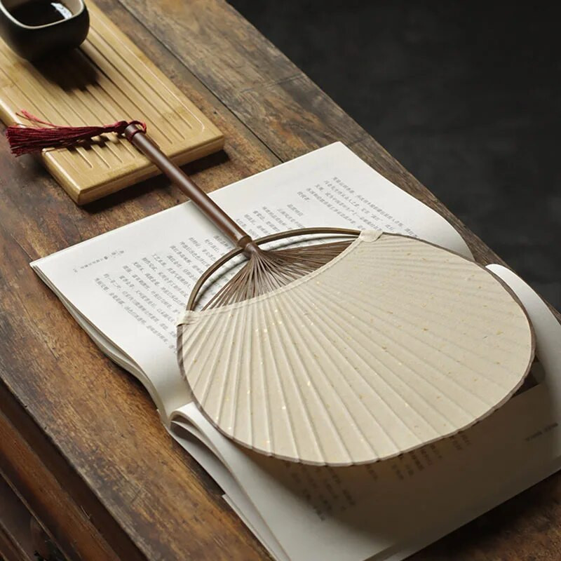 Klasikinė japonų ir vėjo tuan ventiliatoriaus tuščia Xuan popierinė rankų darbo bambuko ir pūkelių gerbėjų vakarėlio dovana namų dekoravimui