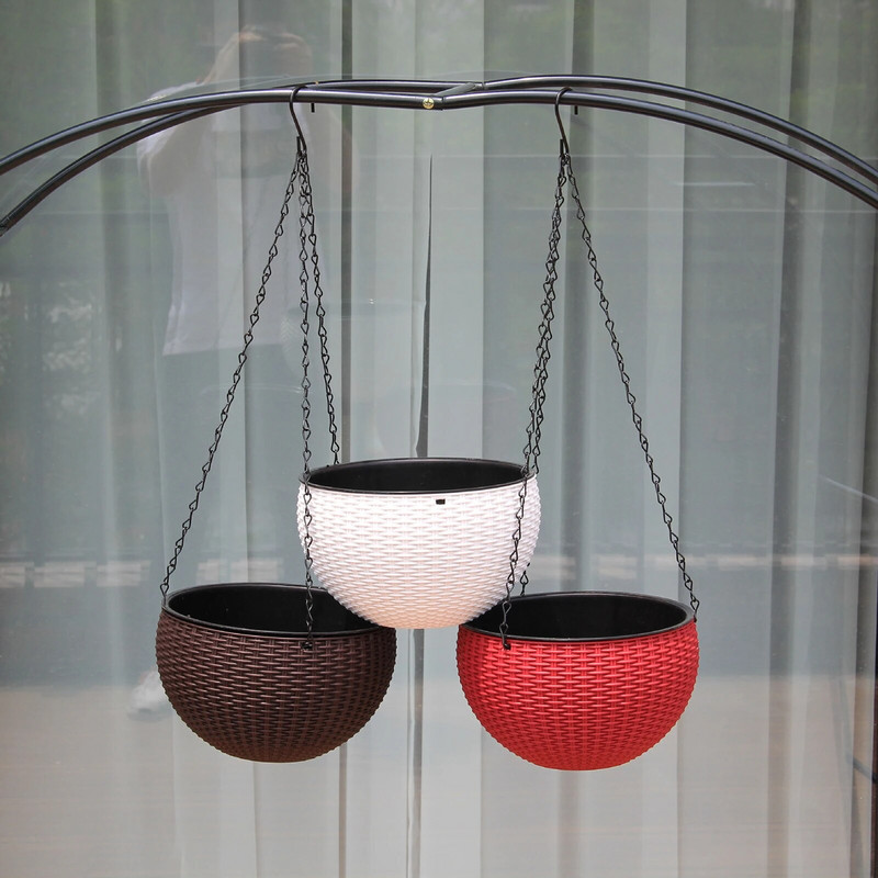 Háztartási függesztett virágcserép szőtt virágtartó virágkosár levehető lánccal kerti kávézóhoz otthon 11 szín