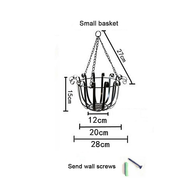 Falra akasztható vas virágcserép kosár akasztó növénytartó Erkély kert lakberendezés