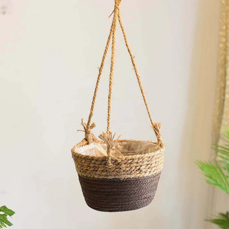 Virágcserép Rattan függő műanyag kosár óvodai virágcserép függő kerti növénytároló edények lakberendezési bonsai tartó