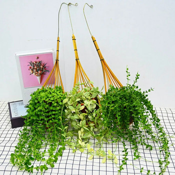 Χειροποίητο μπαμπού υφαντό κρεμαστό καλάθι Εσωτερικό/Εξωτερικό Κρεμαστό Καλάθι Υφαντό Καλάθι Φυτό Κρεμάστρα λουλουδιών Κήπος Βάση για φυτά αμπέλου