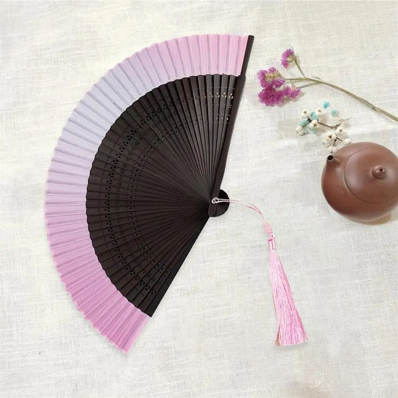 Ilus käeshoitav ventilaator Mittepurunev iidne lehvik Vintage tantsutrükk puidust Hispaania käsitsi lehviku esitus